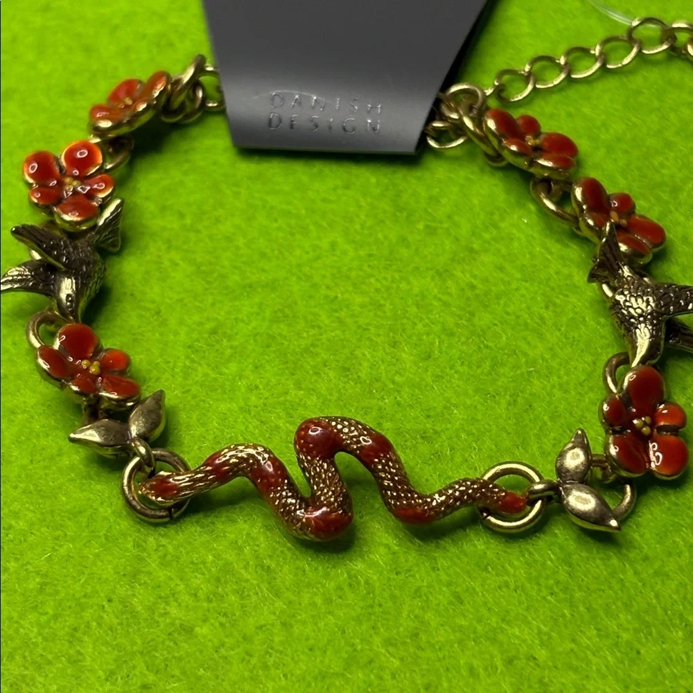 Pilgrim Red and Gold Floral Bracelet